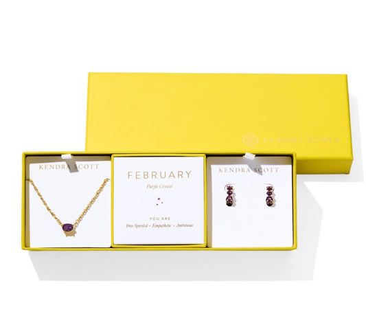 Kendra Scott Cailin Birthstone Gift Set / Gold Purple Crystal