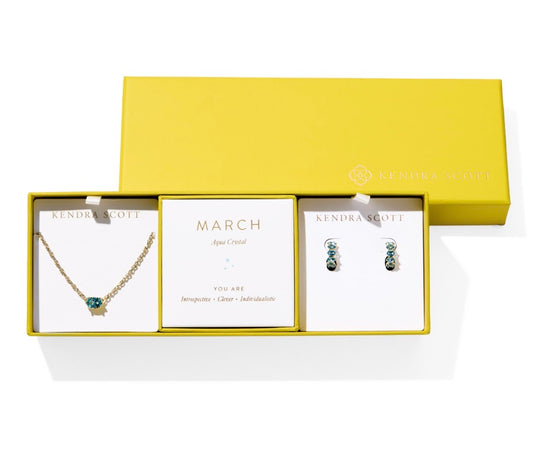 Kendra Scott Cailin Birthstone Gift Set / Gold Aqua Crystal