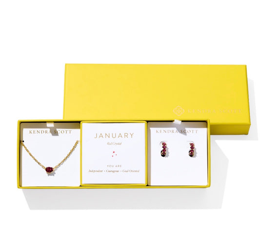 Kendra Scott Cailin Birthstone Gift Set / Gold Red Crystal