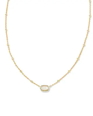 Kendra Scott Mini Elisa Satellite Short Pendant Necklace / Gold Ivory Mother Of Pearl