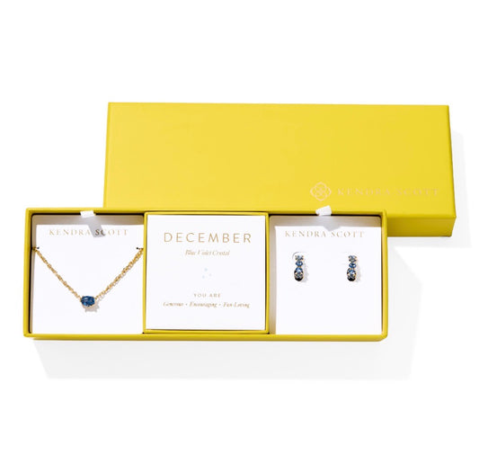 Kendra Scott Cailin Birthstone Gift Set / Gold Blue Violet Crystal