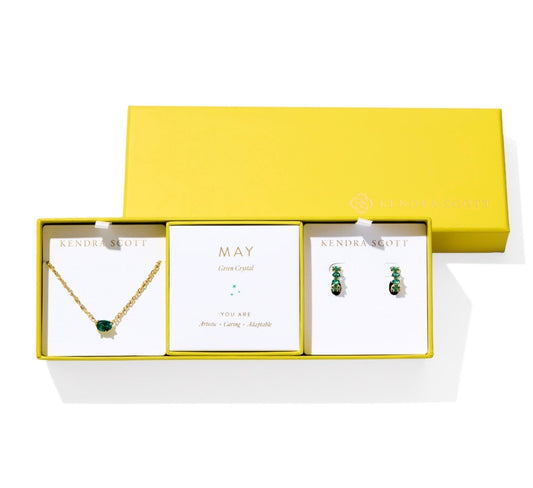 Kendra Scott Cailin Birthstone Gift Set / Gold Green Crystal