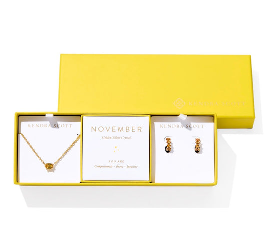 Kendra Scott Cailin Birthstone Gift Set / Gold Golden Yellow Crystal