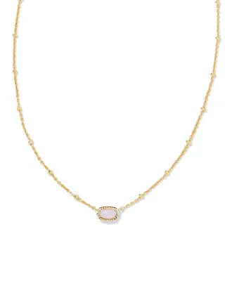Kendra Scott Mini Elisa Satellite Short Pendant Necklace / Gold Pink Opalite Crystal