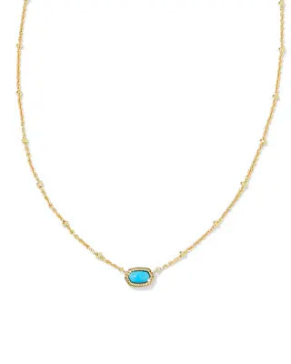 Kendra Scott Mini Elisa Satellite Short Pendant Necklace / Gold Turquoise Magnesite