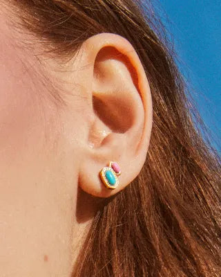 Kendra Scott Mini Ellie Stud Earrings /  Gold Turquoise Magnesite