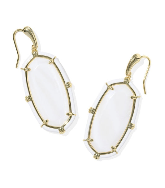 Kendra Scott Elle Enamel Drop Earrings / Gold White Mother Of Pearl