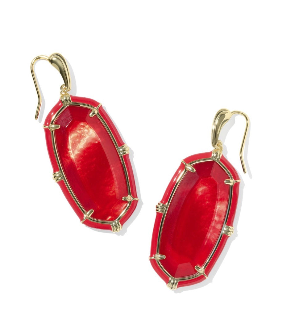 Kendra Scott Elle Enamel Drop Earrings / Gold Red Illusion