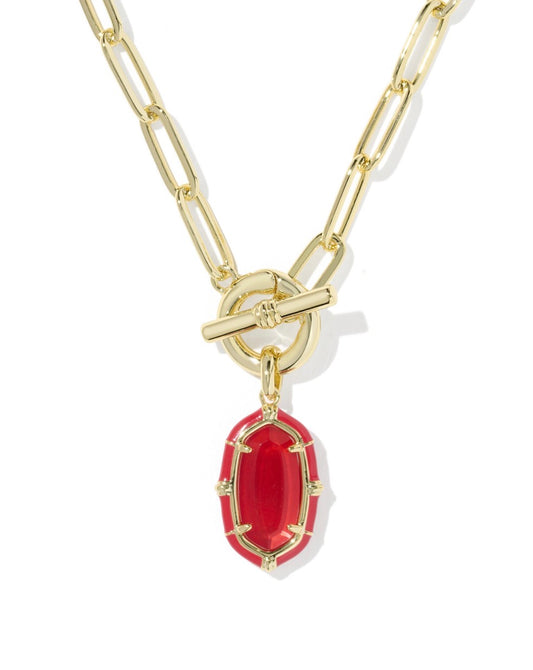 Kendra Scott Elisa Enamel Link & Chain Necklace / Gold Red Illusion