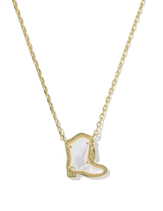 Kendra Scott Drill Team Boot Short Pendant Necklace / Gold Ivory Mother Of Pearl