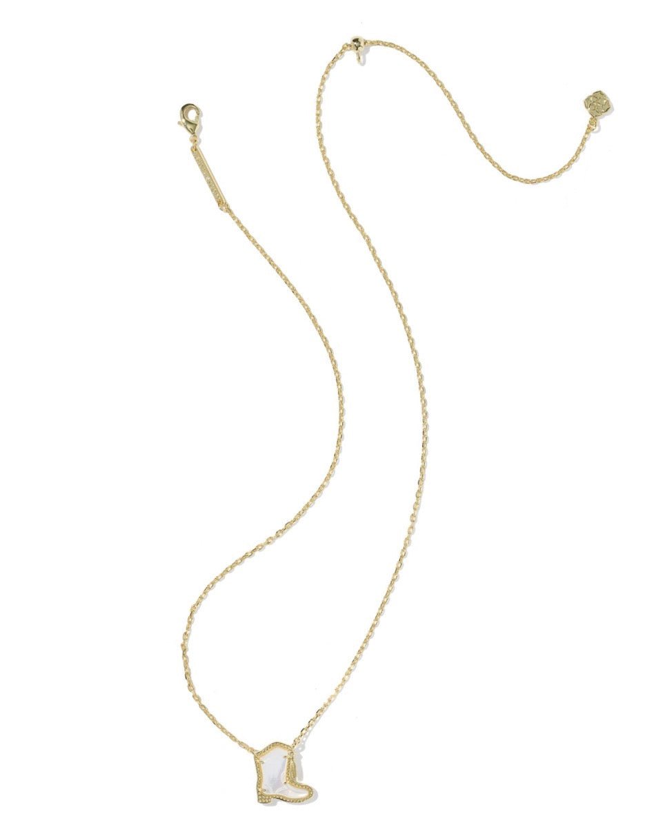 Kendra Scott Drill Team Boot Short Pendant Necklace / Gold Ivory Mother Of Pearl