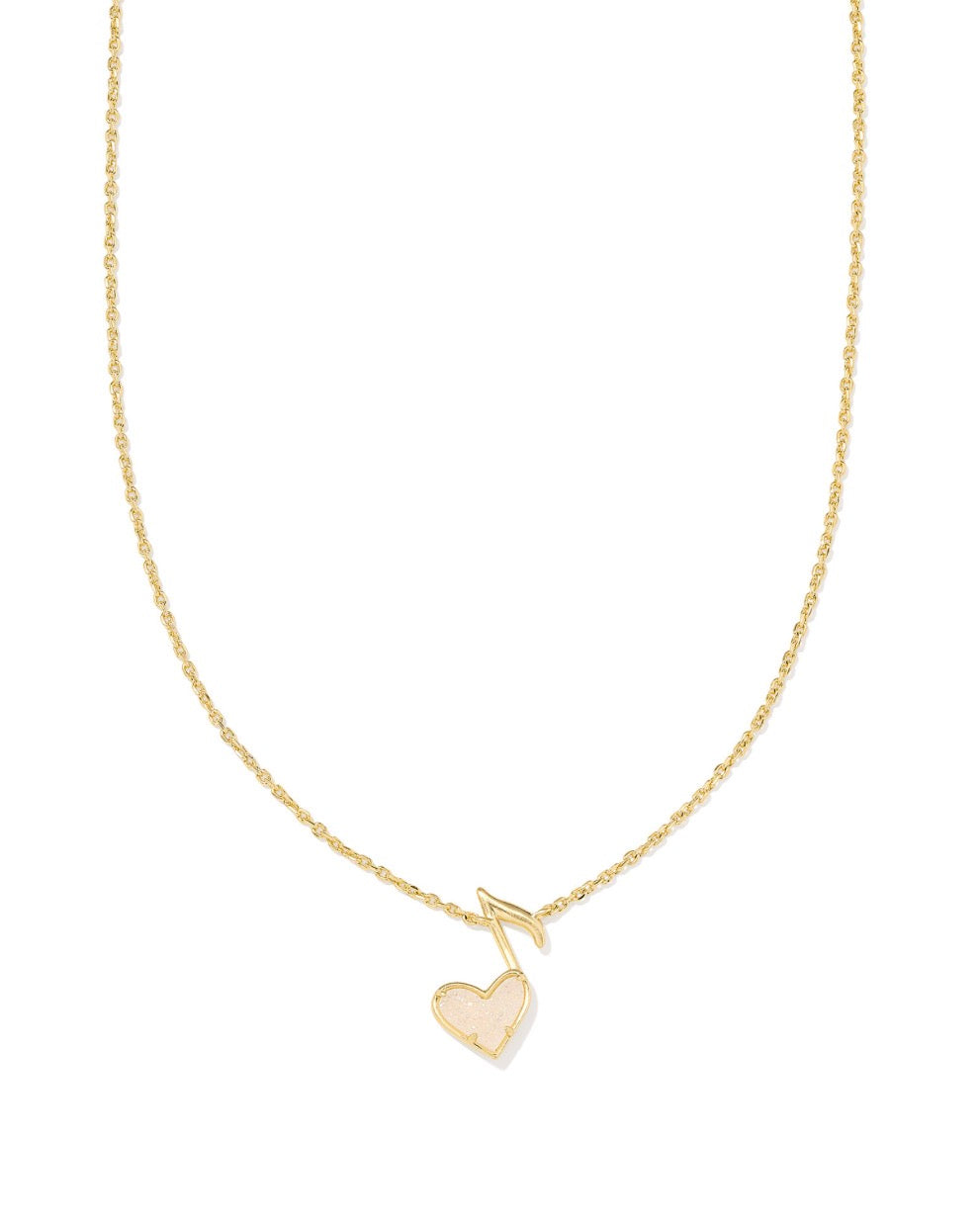 Kendra Scott Dolly Parton Ari Heart Music Note Necklace / Gold Iridescent Drusy