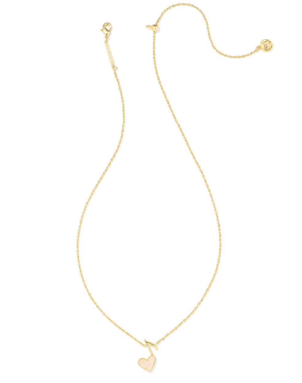 Kendra Scott Dolly Parton Ari Heart Music Note Necklace / Gold Iridescent Drusy