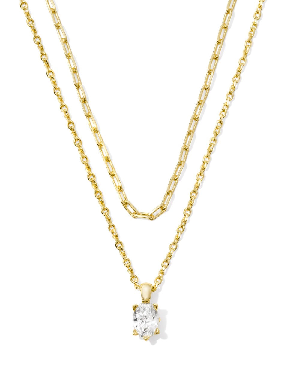 Kendra Scott Cailin Multi Strand Necklace / Gold White Crystal