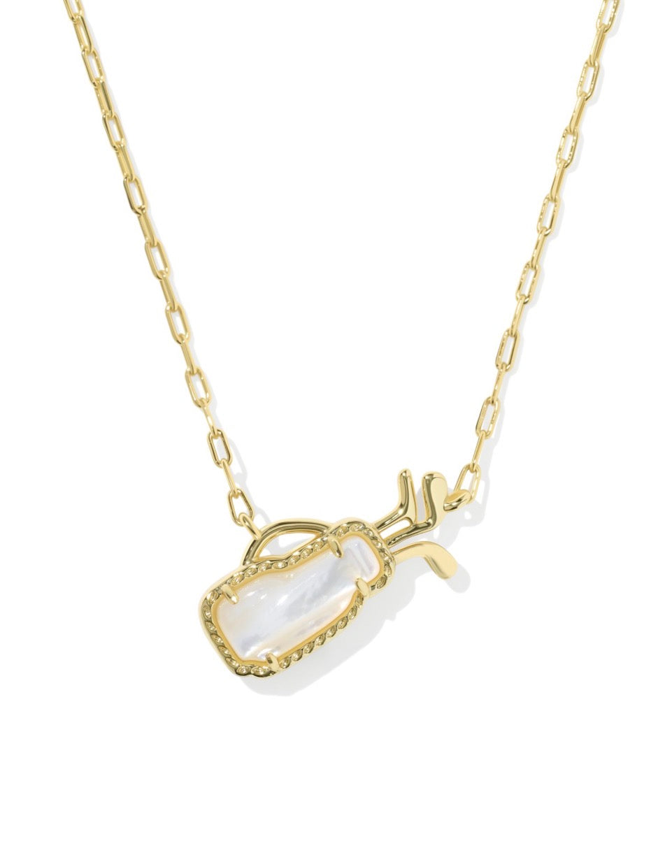 Kendra Scott Golf Short Pendant Necklace / Gold Ivory Mother of Pearl