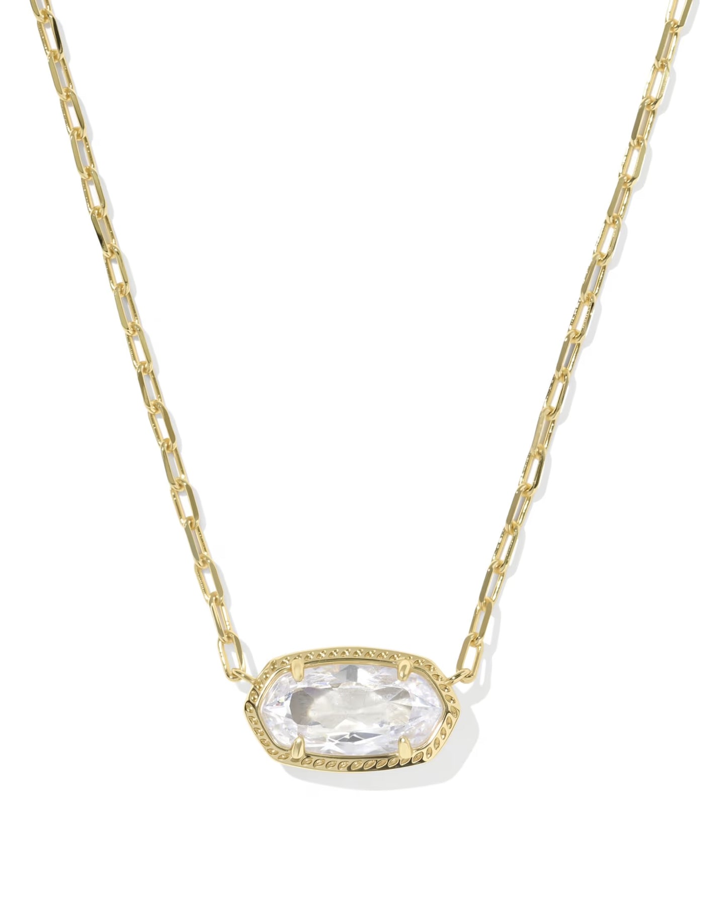 Kendra Scott Elisa Luxe Short Pendant Necklace / Gold White Cz