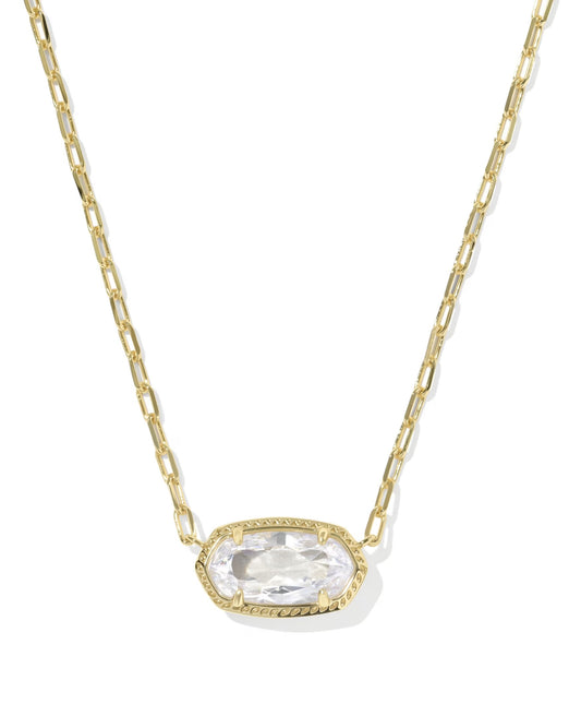 Kendra Scott Elisa Luxe Short Pendant Necklace / Gold White Cz