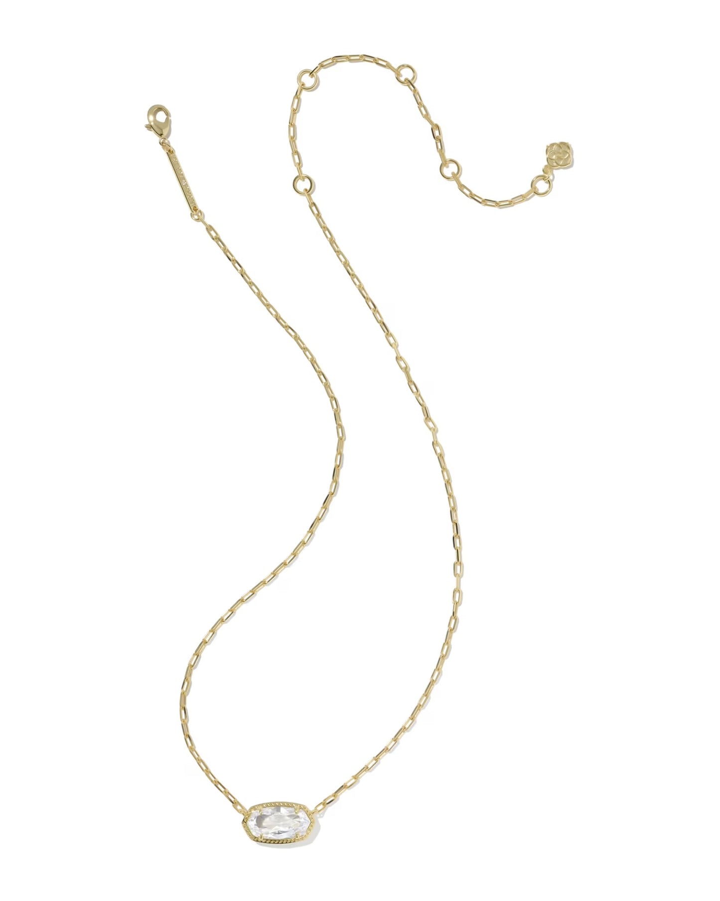 Kendra Scott Elisa Luxe Short Pendant Necklace / Gold White Cz