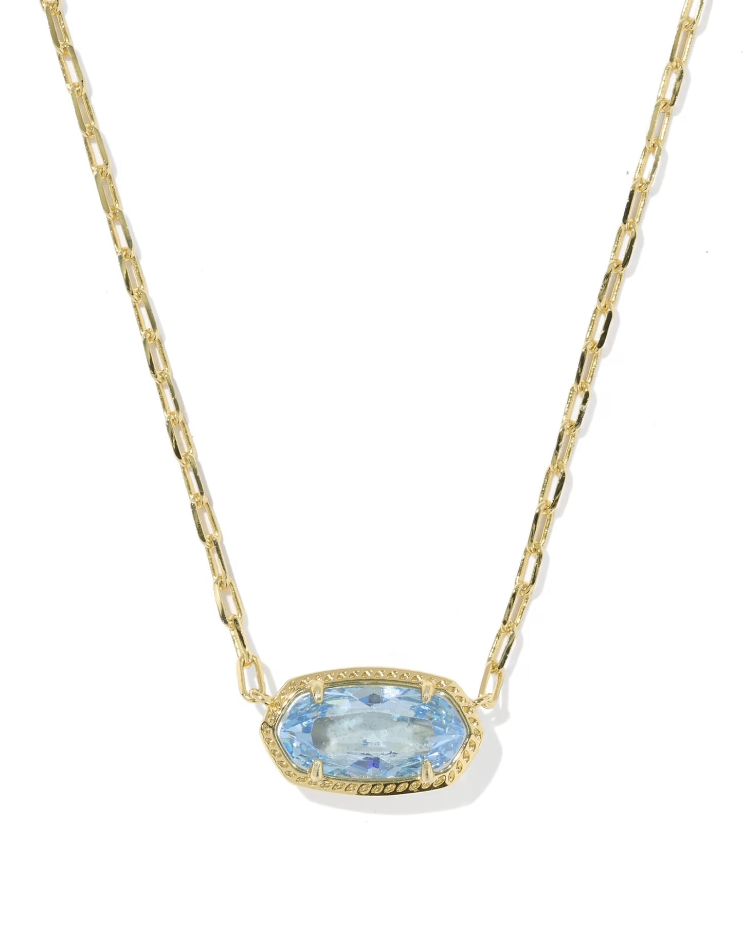 Kendra Scott Elisa Luxe Short Pendant Necklace / Gold Light Blue Cz