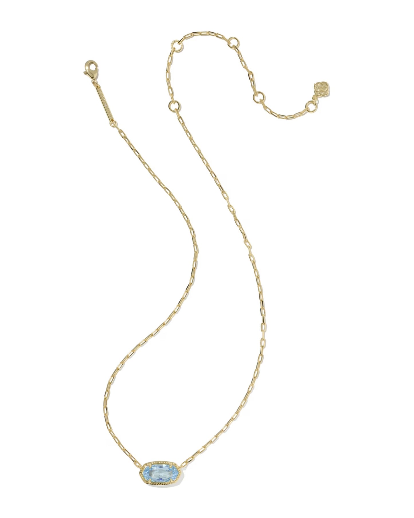 Kendra Scott Elisa Luxe Short Pendant Necklace / Gold Light Blue Cz
