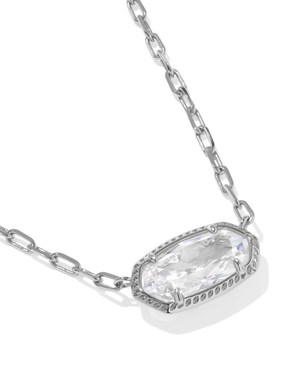 Kendra Scott Elisa Luxe Short Pendant Necklace / Silver White Cz