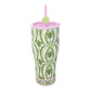 Stainless Steel Tumbler with Straw | Textured Palm Stripe