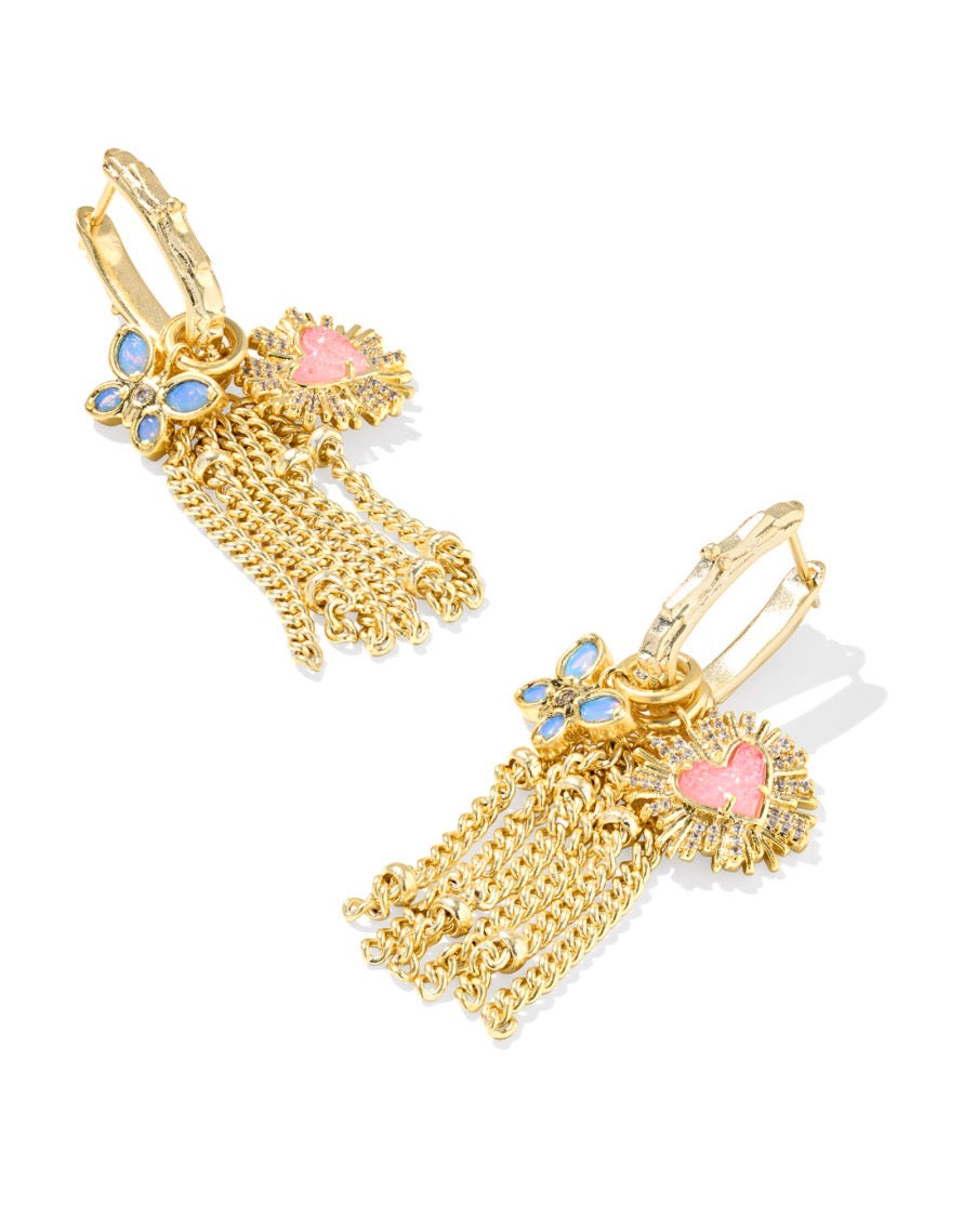 Kendra Scott Dolly Parton Ari Heart Butterfly Huggie Earrings / Gold Multi Mix