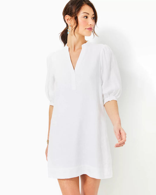 Mialeigh Elbow Sleeve Linen Dress