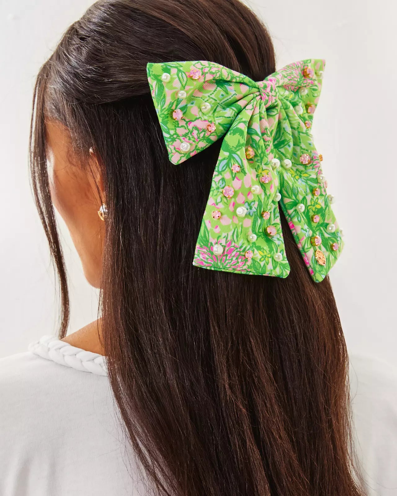 Large Barrette Bow, Lime Feeling Good