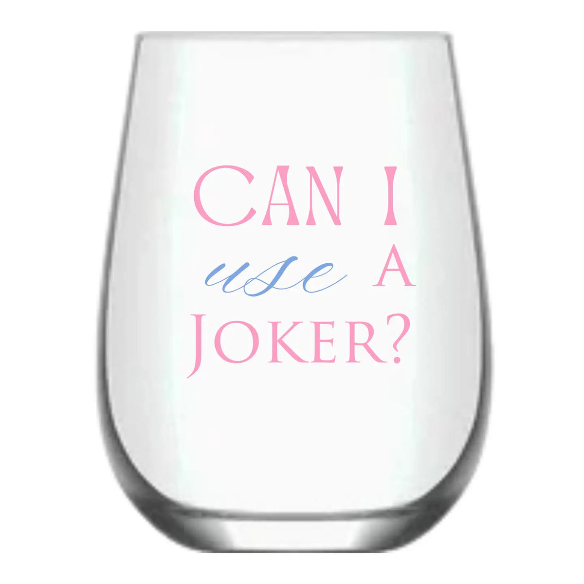 Mahjong Stemless Wine Glass "Can I Use A Joker?" - Single