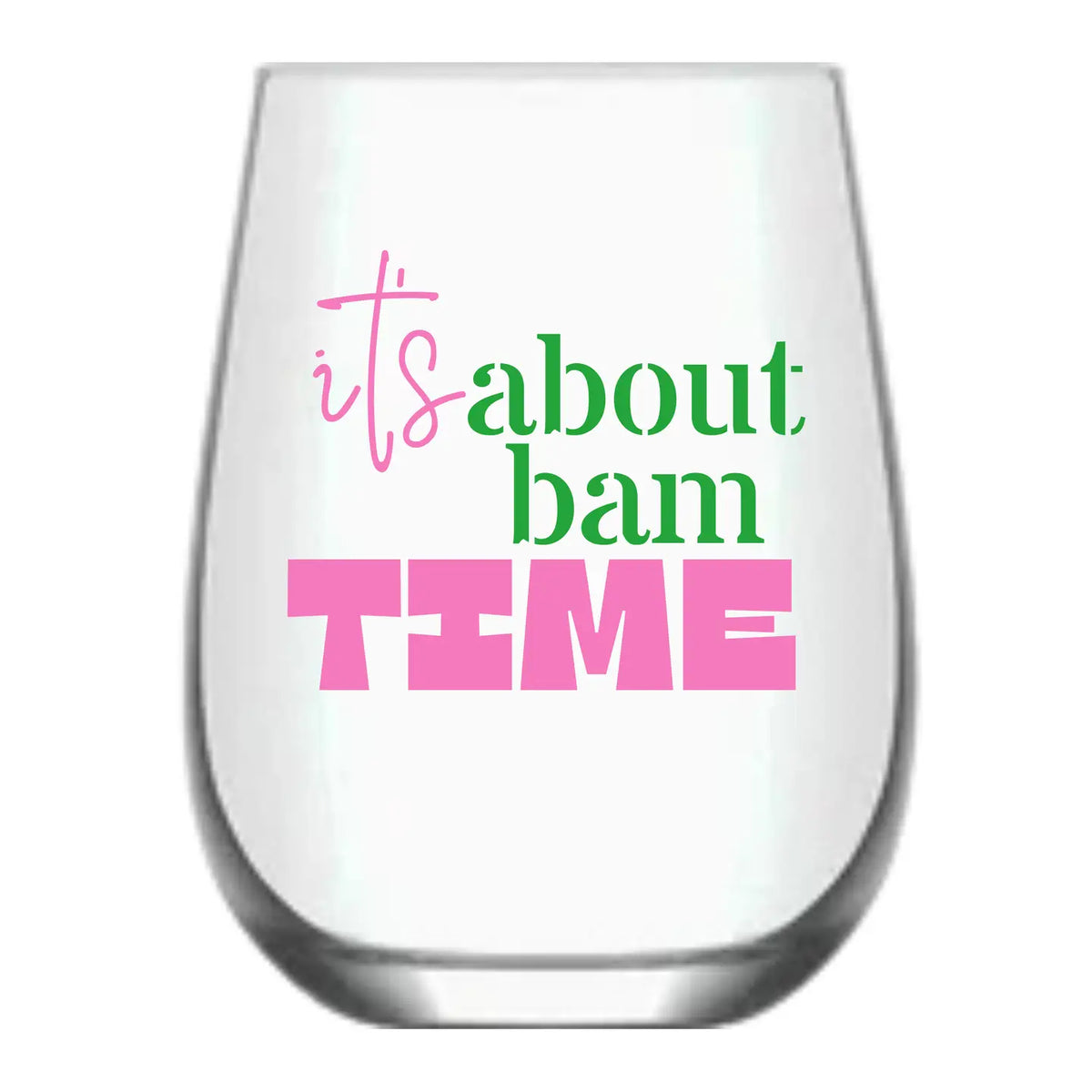 Mahjong Stemless Wine Glass "It's About Bam Time" - Single