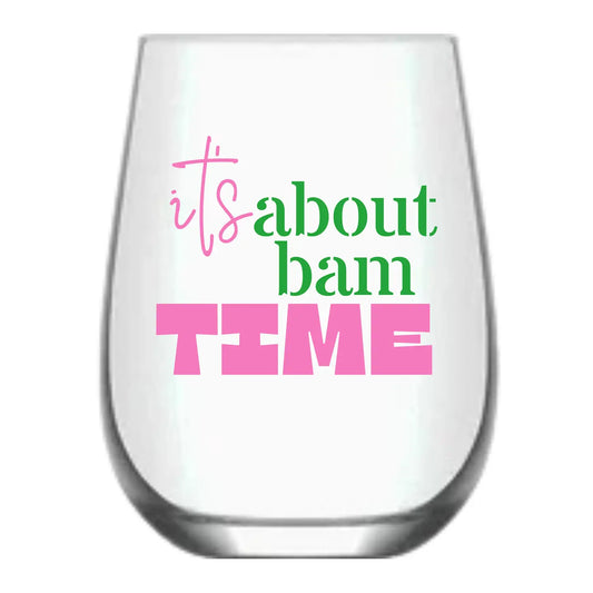 Mahjong Stemless Wine Glass "It's About Bam Time" - Single