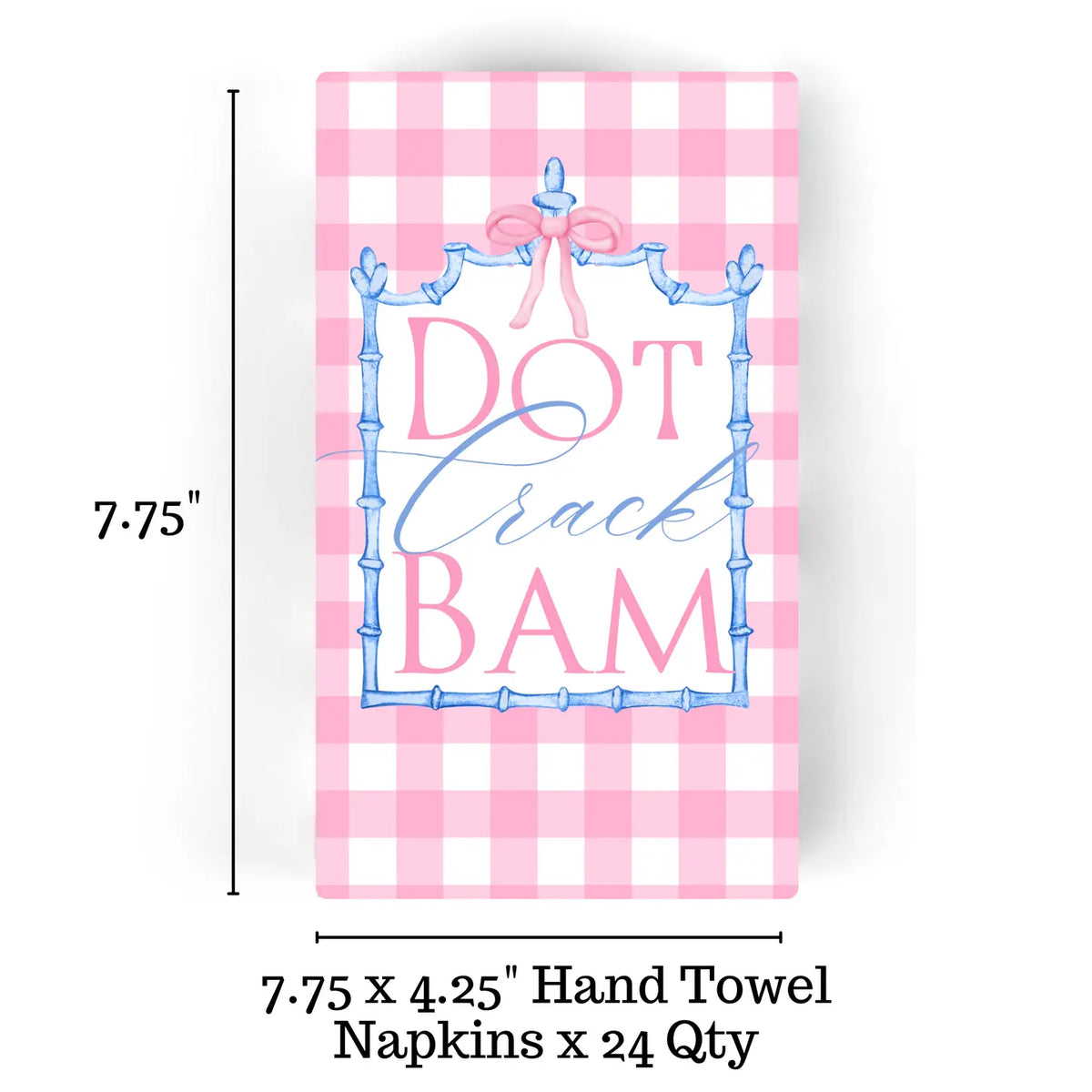 Mahjong Pink Plaid "Dot Crack Bam" 24ct Guest Napkins 3-ply