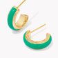 Kendra Scott Ainsley Huggie Earrings / Gold Green Enamel