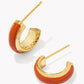 Kendra Scott Ainsley Huggie Earrings / Gold Orange Enamel