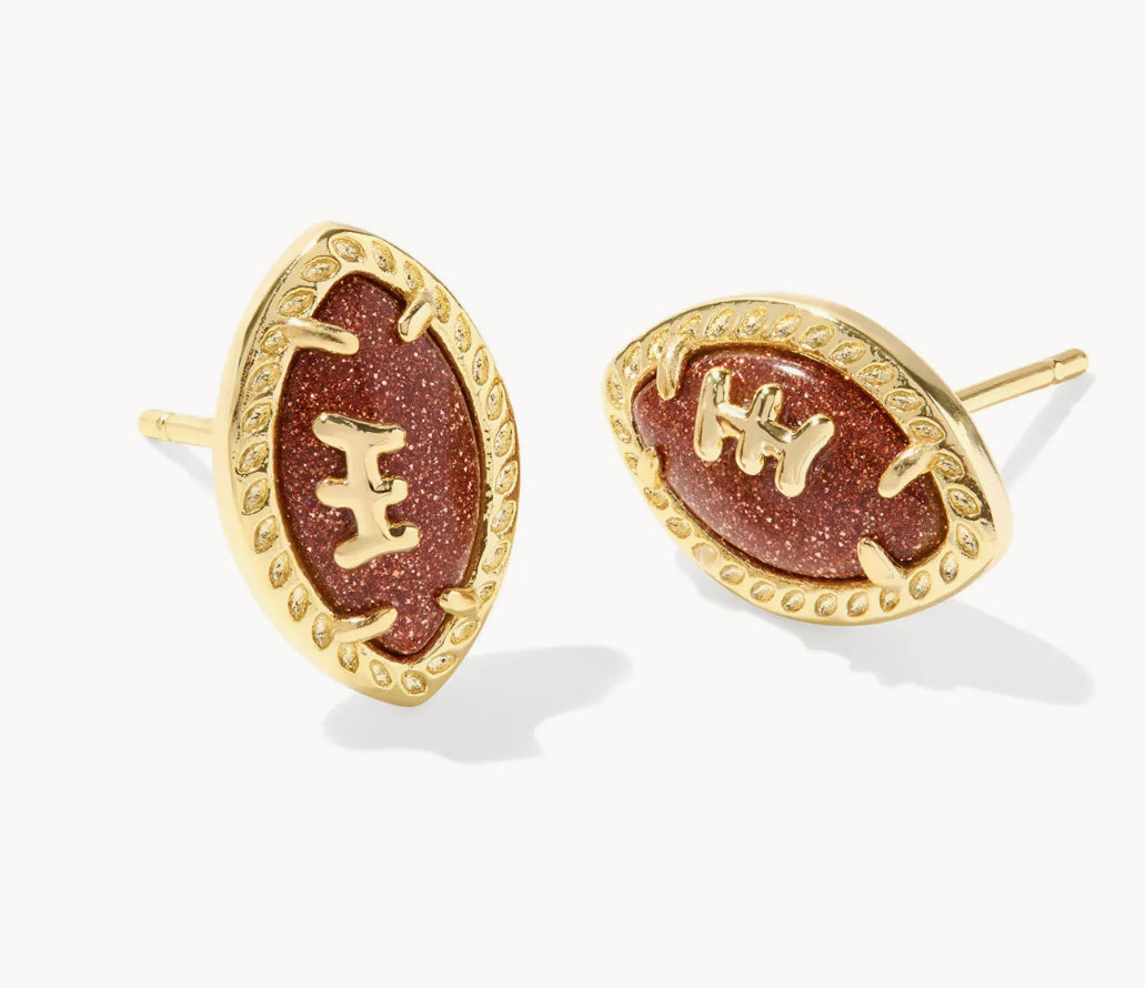 Kendra Scott Football Stud Earrings  / Gold Orange Goldstone