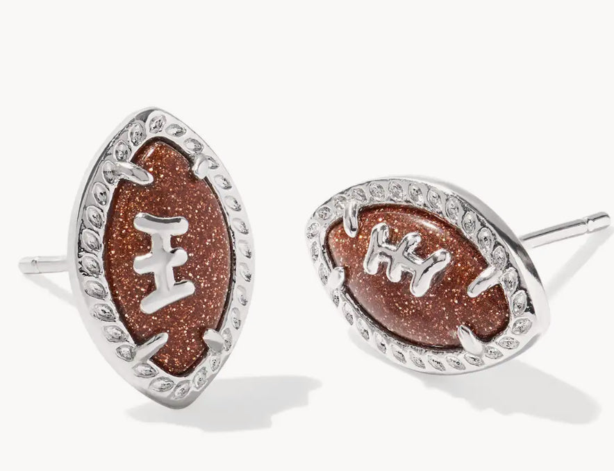 Kendra Scott Football Stud Earrings  / Silver Orange Goldstone