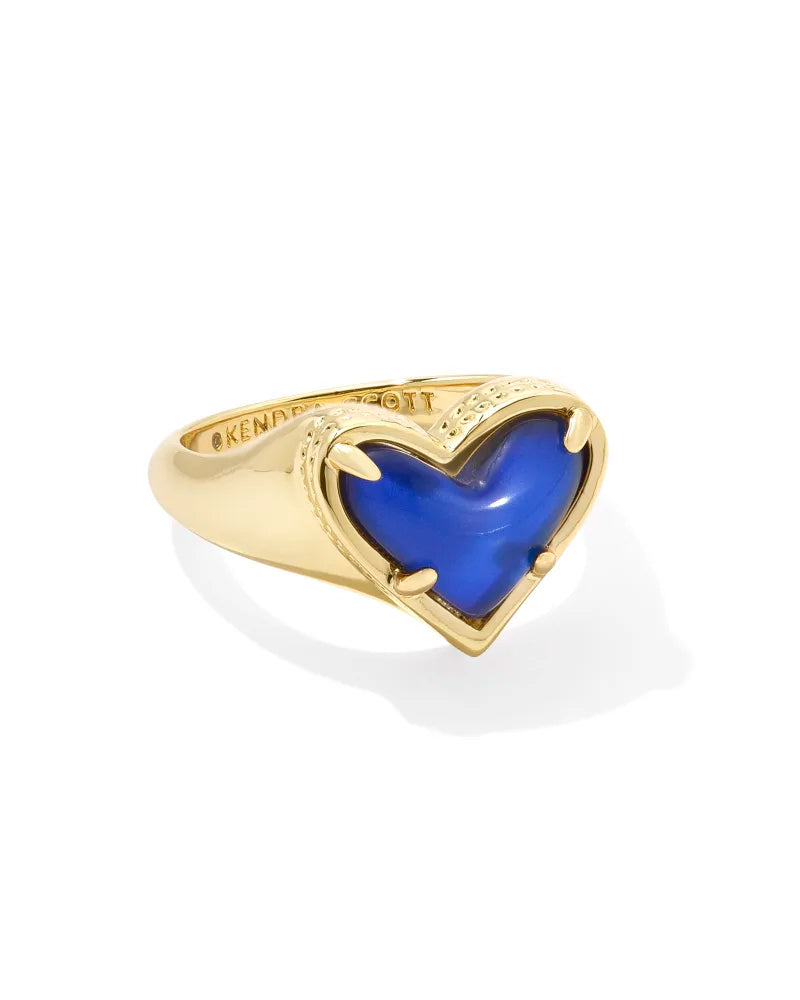 Kendra Scott Framed Ari Heart Band Ring / Gold Mood Stone 5