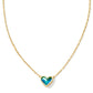 Kendra Scott Framed Ari Heart Short Pendant Necklace /Gold Mood Stone