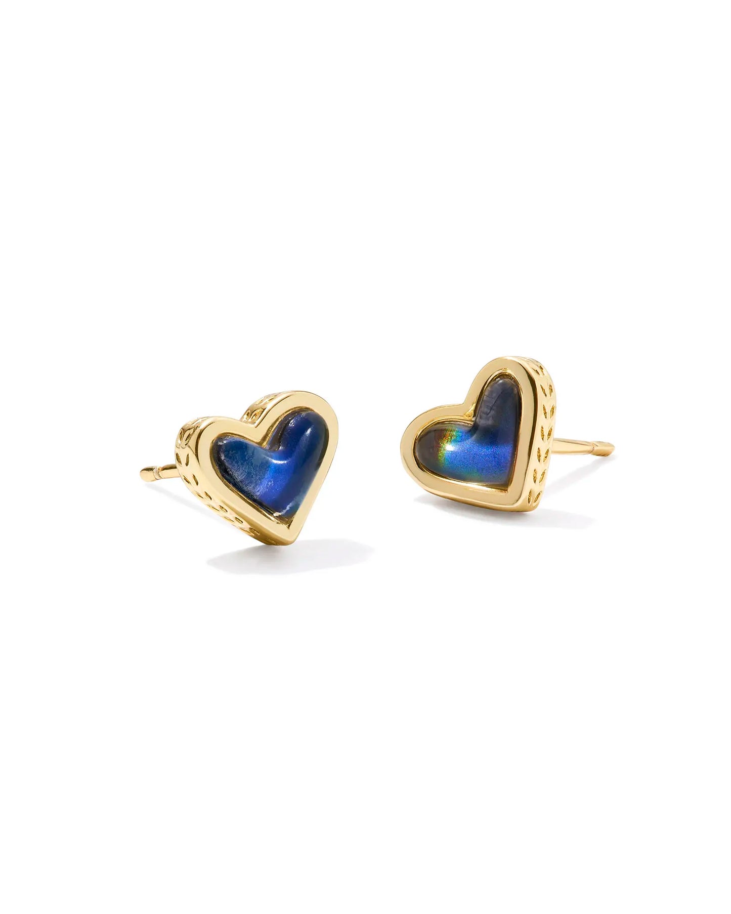 Kendra Scott Framed Ari Heart Stud Earrings / Gold Mood Stone