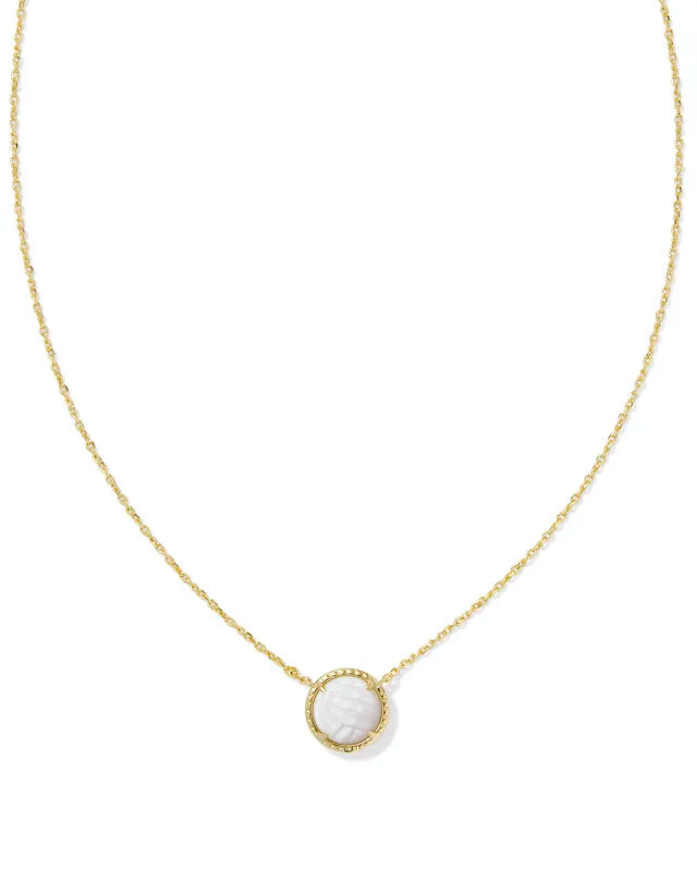 Kendra Scott Volleyball Short Pendant Necklace / Gold White Mother Of Pearl