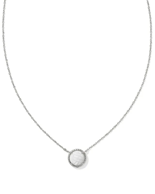 Kendra Scott Volleyball Short Pendant Necklace / Silver White Mother Of Pearl