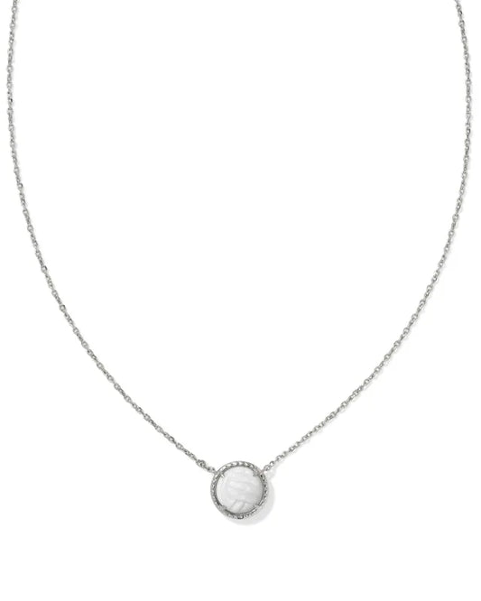 Kendra Scott Volleyball Short Pendant Necklace / Silver White Mother Of Pearl