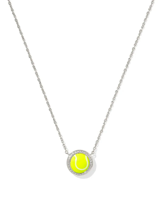 Kendra Scott Tennis Short Pendant Necklace / Silver Chartreuse Madnesite