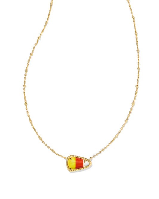 Kendra Scott Candy Corn Short Pendant Necklace / Gold Candy Corn Magnesite