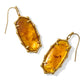 Kendra Scott Elle Bamboo Frame Drop Earrings / Gold Marbled Amber Illusion