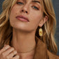 Kendra Scott Elle Bamboo Frame Drop Earrings / Gold Marbled Amber Illusion