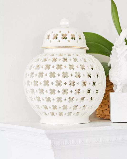 Small Ginger Jar | White Lattice