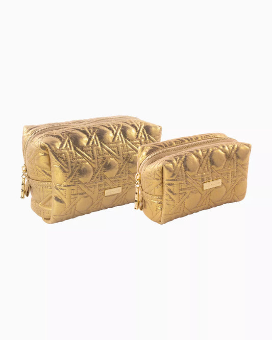 Travel Pouch Set, Gold Lattice