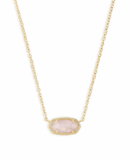 Kendra Scott Elisa Short Pendant Necklace / Gold Rose Quartz